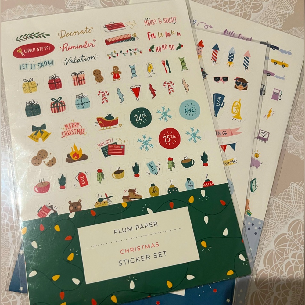 Bundle of 3 Plum Paper Planner Sticker Packs